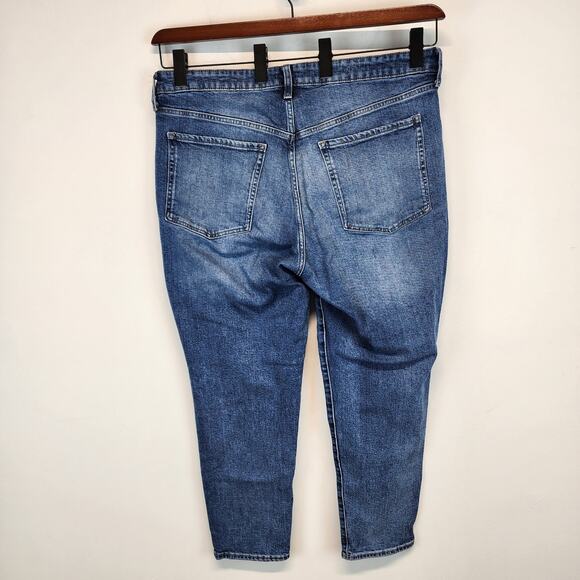 Old Navy OG Straight Leg Jeans Size 18 Blue High Rise Blue Whiskering Stretch - Picture 2 of 10